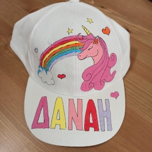 παιδικό καπέλο jockey με όνομα και θέμα rainbow unicorne ( μονόκερος με ουράνιο τόξο ) - καπέλα - 5