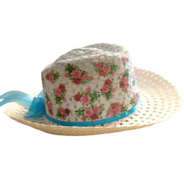 Παιδικό ψάθινο καπέλο Frozen με decoupage. - δώρο, λουλούδια, απαραίτητα καλοκαιρινά αξεσουάρ, καπέλα - 2