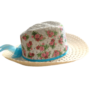 Παιδικό ψάθινο καπέλο Frozen με decoupage. - δώρο, λουλούδια, απαραίτητα καλοκαιρινά αξεσουάρ, καπέλα - 2