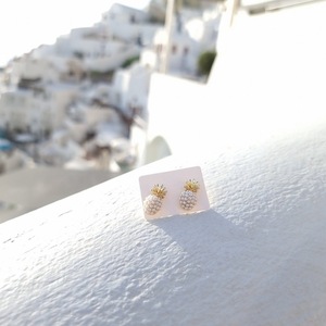 ΣΚΟΥΛΑΡΙΚΙΑ ΑΝΑΝΑΣ ΠΕΡΛΑ ΚΑΛΟΚΑΙΡΙΝΟ 2,5CM * 1,5 CM - καρφωτά, πέρλες, zamak - 2