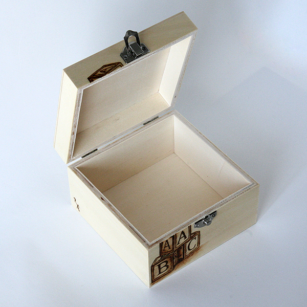 Ξύλινο κουτί με πυρογραφία τρίκυκλο ποδήλατο 13x13cm - ξύλο, οργάνωση & αποθήκευση - 5