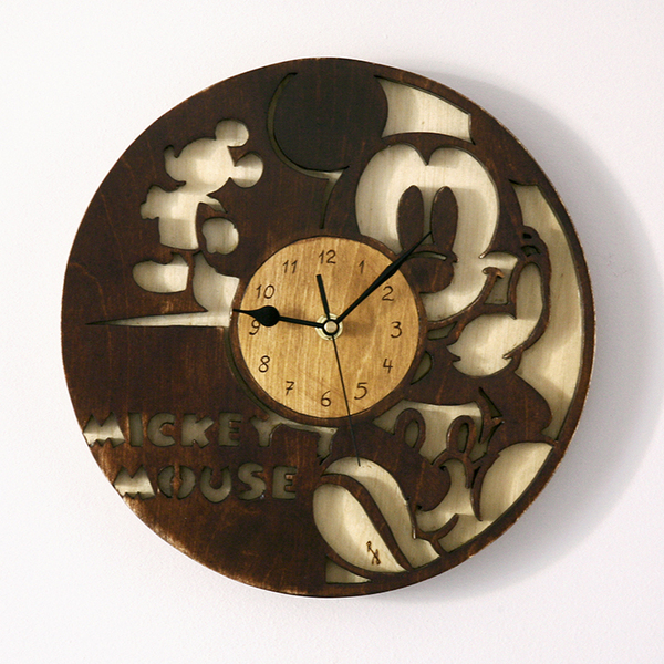 Ξύλινο παιδικό ρολόι με σχέδιο ποντικάκι 28cm - ξύλο, τοίχου, ρολόγια - 3