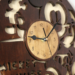 Ξύλινο παιδικό ρολόι με σχέδιο ποντικάκι 28cm - ξύλο, τοίχου, ρολόγια - 2
