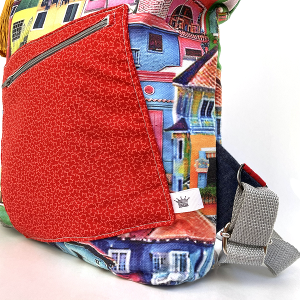 Γυναικεια τσαντα πλατης χειροποιητο backpack απο ύφασμα casa viva - ύφασμα, πλάτης, σακίδια πλάτης, all day - 4