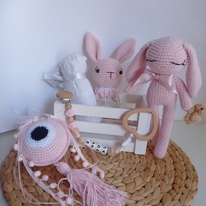 Δωράκι νεογέννητου προσωποποιημένο - amigurumi, σετ δώρου, λούτρινα αρκουδάκια, πλεκτό ζωακι - 3