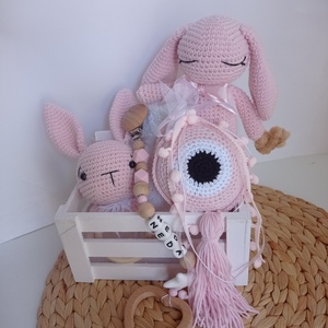 Δωράκι νεογέννητου προσωποποιημένο - amigurumi, σετ δώρου, λούτρινα αρκουδάκια, πλεκτό ζωακι - 2