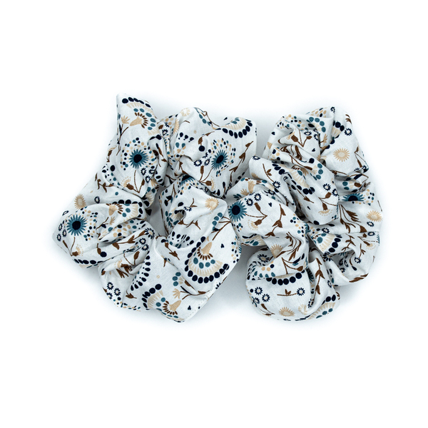 Σετ λαστιχάκια μαλλιών scrunchies ''Graphic Flowers'' δυο τεμαχίων - ύφασμα, λαστιχάκια μαλλιών - 2
