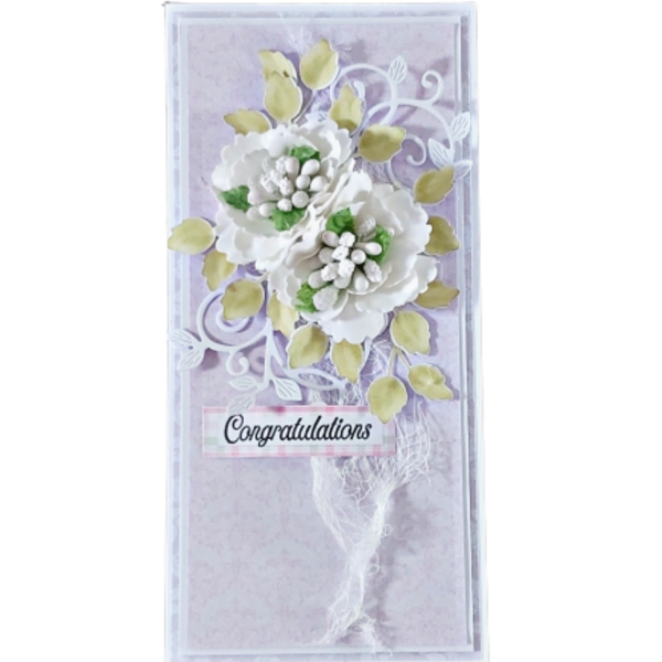 Ευχετήρια κάρτα #6 - λουλούδια, χειροποίητα, γάμος, γέννηση, δώρο γέννησης