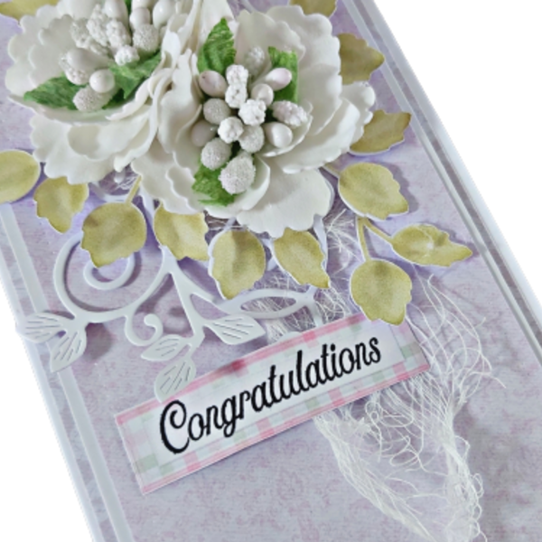 Ευχετήρια κάρτα #6 - λουλούδια, χειροποίητα, γάμος, γέννηση, δώρο γέννησης - 2