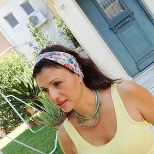 Ελαστική βαμβακερή κορδέλα/headband για τα μαλλία. - φλοράλ, για τα μαλλιά, κορδέλες μαλλιών - 4