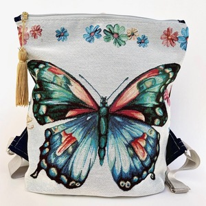 Tσαντα πλατης χειροποιητο backpack απο ύφασμα με μια πεταλούδα - ύφασμα, πλάτης, σακίδια πλάτης, μεγάλες, all day