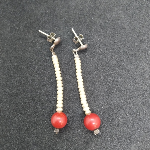 Μαργαριταρένια σκουλαρίκια - ασήμι, καρφωτά, μικρά - 4