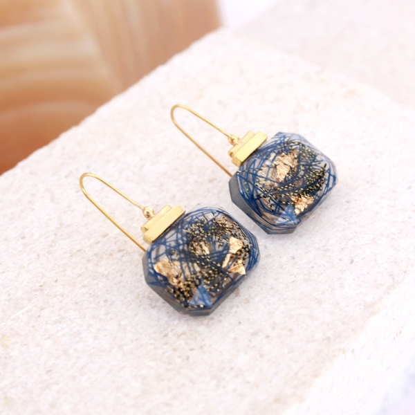 Μικρά σκουλαρίκια Clio από Ασήμι925 επιχρυσωμένο και γυαλί - ασήμι, επιχρυσωμένα, πέτρες, μικρά, κρεμαστά, γάντζος - 3