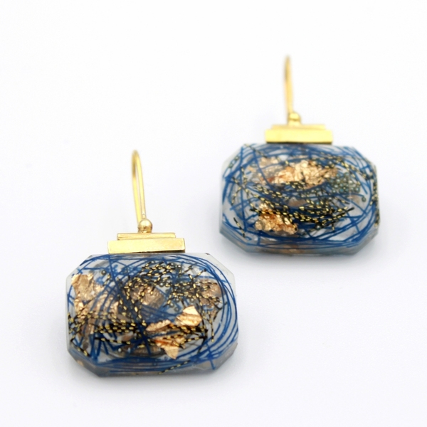 Μικρά σκουλαρίκια Clio από Ασήμι925 επιχρυσωμένο και γυαλί - ασήμι, επιχρυσωμένα, πέτρες, μικρά, κρεμαστά, γάντζος - 4
