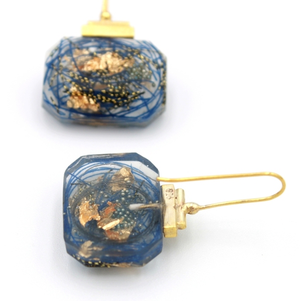 Μικρά σκουλαρίκια Clio από Ασήμι925 επιχρυσωμένο και γυαλί - ασήμι, επιχρυσωμένα, πέτρες, μικρά, κρεμαστά, γάντζος - 5