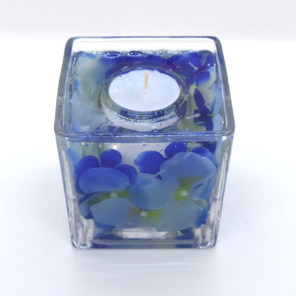 Χειροποίητο κερί gel σε γυάλινο δοχείο με άρωμα καρύδα - λουλούδια, χειροποίητα, αρωματικά κεριά - 2