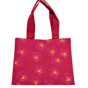 Τσάντα θαλάσσης κόκκινη με λουλούδια - ύφασμα, μεγάλες, θαλάσσης, tote, πάνινες τσάντες