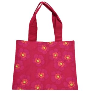 Τσάντα θαλάσσης κόκκινη με λουλούδια - ύφασμα, μεγάλες, θαλάσσης, tote, πάνινες τσάντες - 3