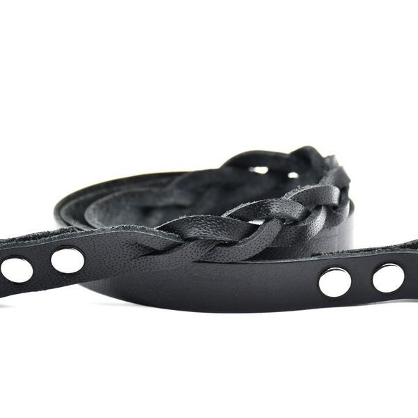 Black Semi Braided Leather Strap 1,5cm