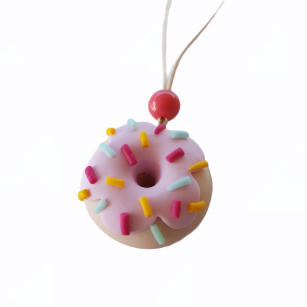 " Donut" Χειροποίητο παιδικό κολιέ από πηλό - πηλός, κοσμήματα, παιδικά κολιέ
