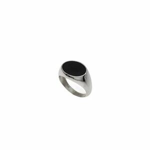 Δαχτυλίδι σεβαλιέ από ασήμι 925 επιπλατινωμένο με μαύρο σμάλτο. - chevalier, ασήμι 925, σμάλτος, επιπλατινωμένα - 2