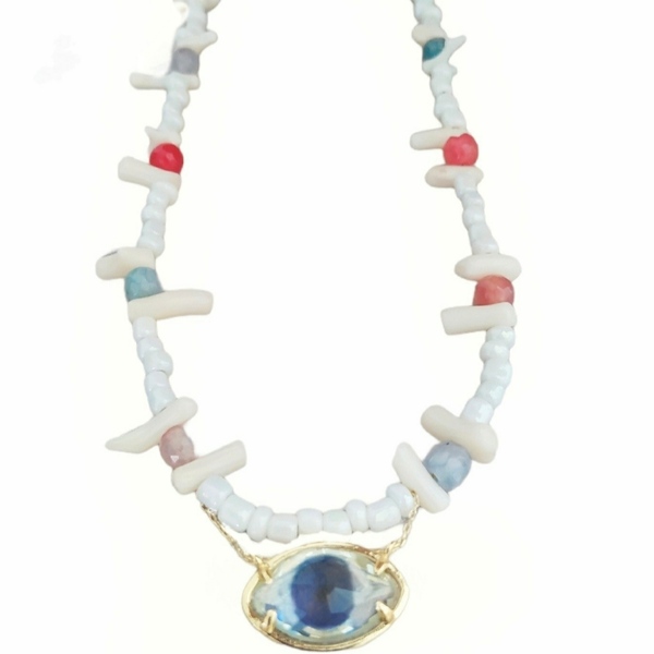 Crystal eye pendant - ασήμι 925, νεφρίτης, μάτι, χάντρες