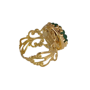 Δαχτυλίδι σε στρόγγυλη χρυσή βάση και χειροποίητο καμπουσόν - γυαλί, επιχρυσωμένα, μικρά, αυξομειούμενα, φθηνά - 3