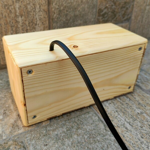 Ξύλινο χειροποίητο διακοσμητικό επιτραπέζιο φωτιστικό με μοτίβο - ξύλο, πορτατίφ - 5