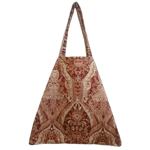 Πάνινη τσάντα 39x41 Μπορντό shopping bag, tote, vintage jacquard βαμβακερο ιταλικό - ύφασμα, ώμου, tote, πάνινες τσάντες