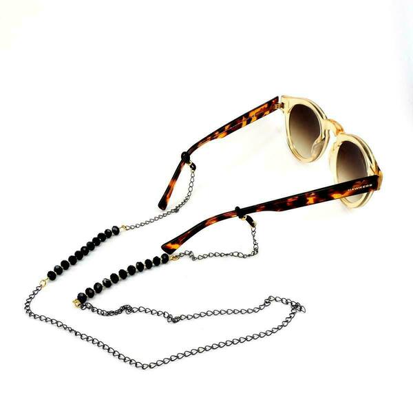 Αλυσίδα γυαλιών μαύρη με μαύρα κρύσταλλα - αλυσίδες, κρύσταλλα, αλυσίδα γυαλιών - 3