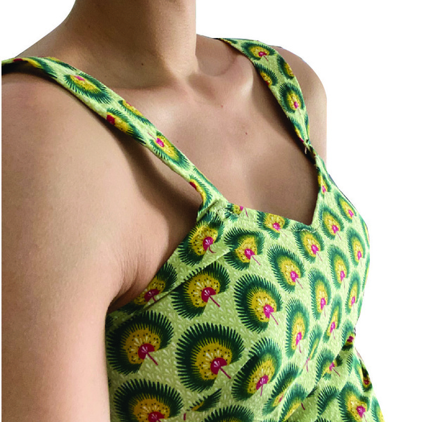 Green Palmera Dress - maxi, αμάνικο, φλοράλ, βαμβάκι - 2