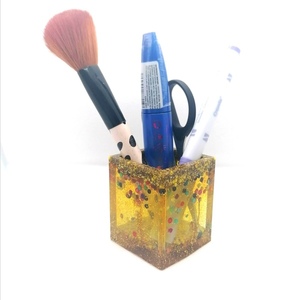 Χειροποίητο κουτί απο resin και glitter beads 4.9×4.9×5.9 cm - γυαλί, ρητίνη - 2