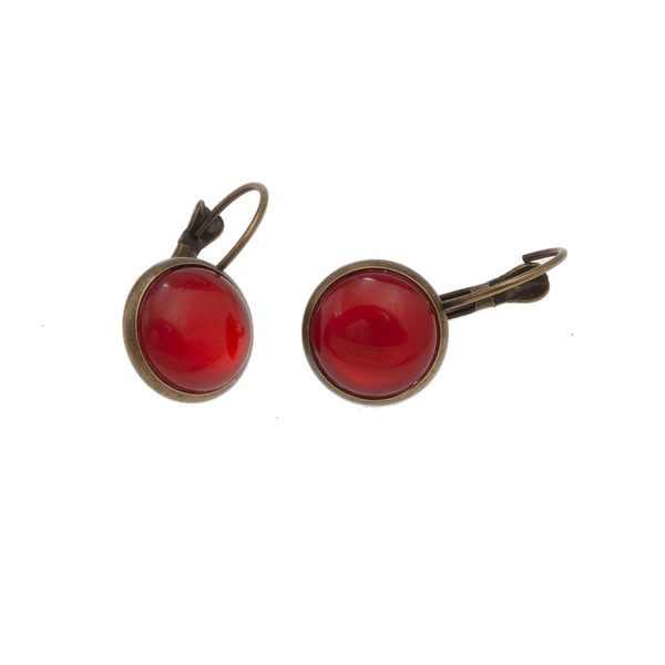 Σκουλαρίκια κρεμαστά sweetly red με ιριδίζοντα polaris - πέτρες, μικρά, boho, κρεμαστά, φθηνά