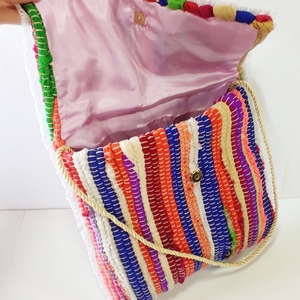 Τσάντα κουρελού πολύχρωμες μαργαρίτες - φάκελοι, κουρελού, χειροποίητα, boho, μικρές - 4