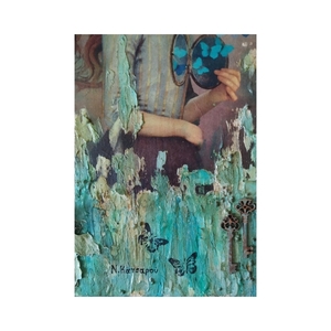Πίνακας με ντεκουπάζ και αιωρούμενες πεταλούδες - πίνακες & κάδρα - 4