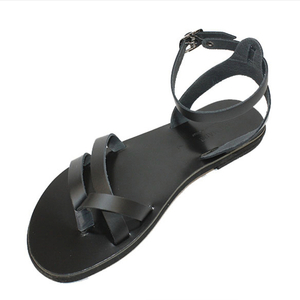 Δερμάτινα χειροποίητα σανδάλια σε μαύρο χρώμα - δέρμα, μαύρα, boho, φλατ, ankle strap - 2