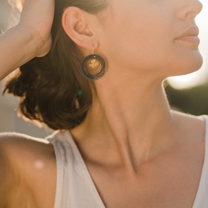 Σκουλαρίκια με χειροποίητη πετρά φτιαγμένη από υγρό γυαλί και ασήμι | Sunrise Earrings Collection. - επιχρυσωμένα, ασήμι 925, ρητίνη, κρεμαστά - 2