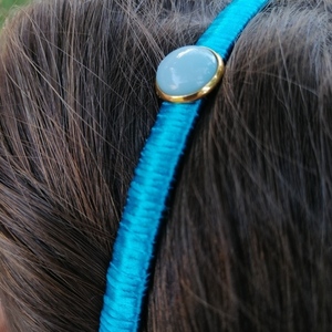 Στέκα μαλλιών σατέν μπλε ελεκτρίκ με ιριδίζον polaris - statement, boho, για τα μαλλιά, στέκες - 2