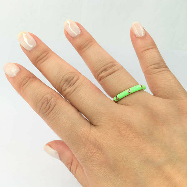πράσινο δαχτυλίδι με μικροσκοπικά διαμάντια, ρυθμιζόμενα, - μικρά, ατσάλι, αυξομειούμενα - 2