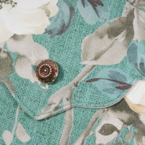 «Antique Mint» Bohemian floral φάκελος με vintage μεταλλικό κουμπί! - ύφασμα, φάκελοι, φλοράλ, χειρός, βραδινές - 2