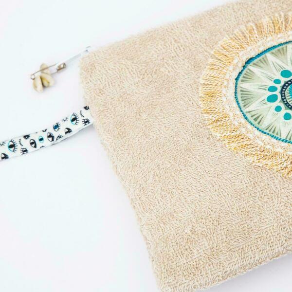 MYKONOS BEACH BAG (ΠΕΤΣΕΤΕ) - ύφασμα, clutch, all day, θαλάσσης, χειρός - 2