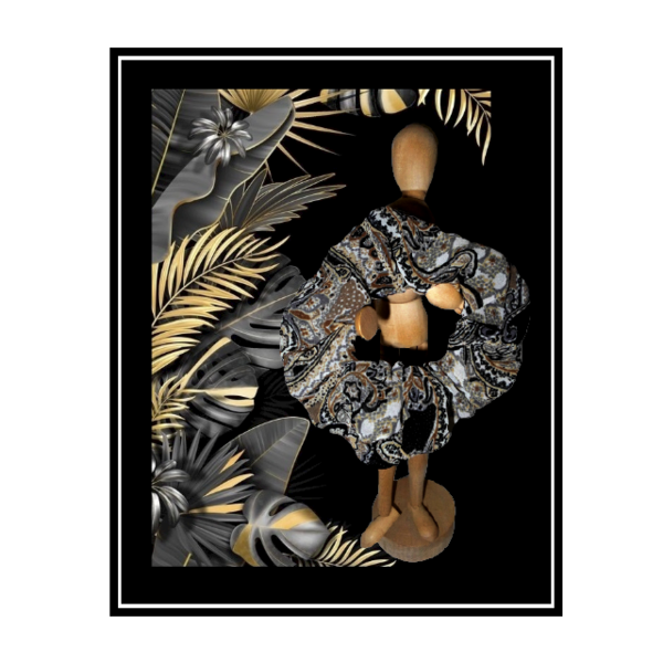 257.Boho Style-Scrunchie-Chiffon Printed-No257. - ύφασμα, boho, χεριού, αυξομειούμενα, λαστιχάκια μαλλιών - 5