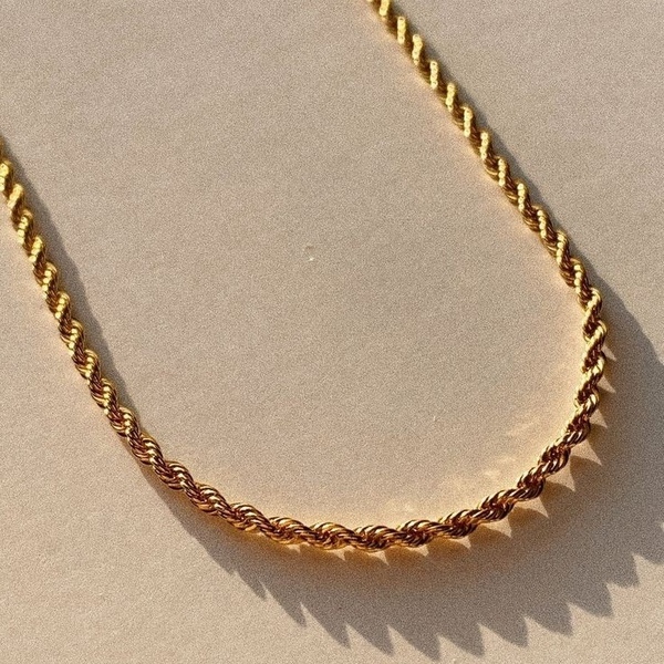 Twisted rope αλυσίδα χρυσή από ανοξείδωτο ατσάλι - αλυσίδες, μακριά, ατσάλι