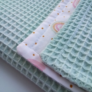 Baby Gift Box Σετ των 2 Μαξιλάρι Φεγγαράκι, Κουβέρτα Πικέ Μέντα Ουράνια Τόξα 1 x 0,70εκ The Pink Feather - κορίτσι, φεγγάρι, σετ δώρου, μαξιλάρια, κουβέρτες - 5