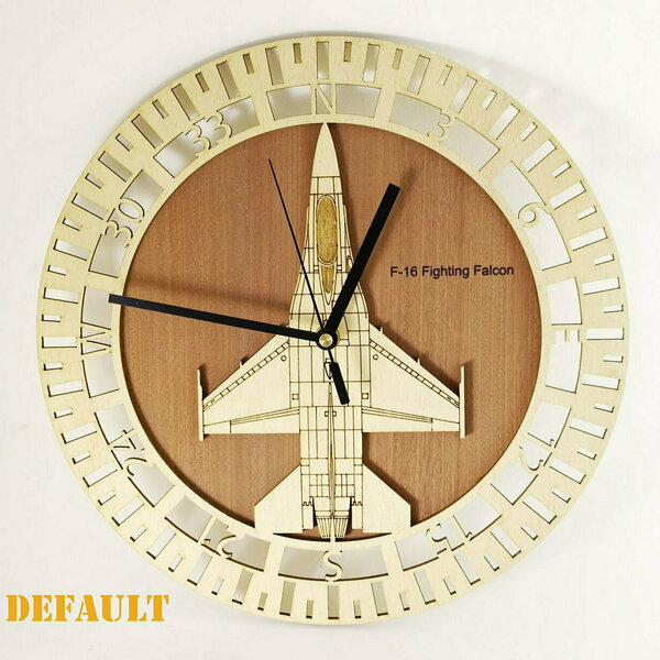 Ξύλινο ρολόι τοίχου - "F-16 fighting falcon" - ιδανικό δώρο για πιλότους - τοίχου - 2