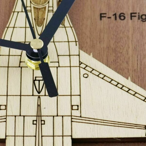 Ξύλινο ρολόι τοίχου - "F-16 fighting falcon" - ιδανικό δώρο για πιλότους - τοίχου - 3