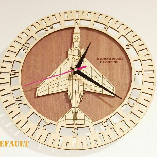 Ξύλινο ρολόι τοίχου - "McDonnell Douglas F-4 Phantom" - ιδανικό δώρο για πιλότους - τοίχου - 2