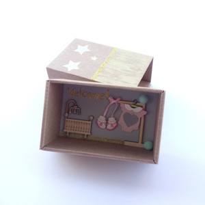 Ευχετήρια Κάρτα in a ΒΟΧ Welcome Baby Girl 7,6 x 12,3 x 4,9 εκ σπιρτόκουτο χαρτί Είδη Δώρων Ευχετήριες Κάρτες Γέννησης 3D - βρεφικά, δώρο για νεογέννητο, γέννηση, δώρα για μωρά - 2