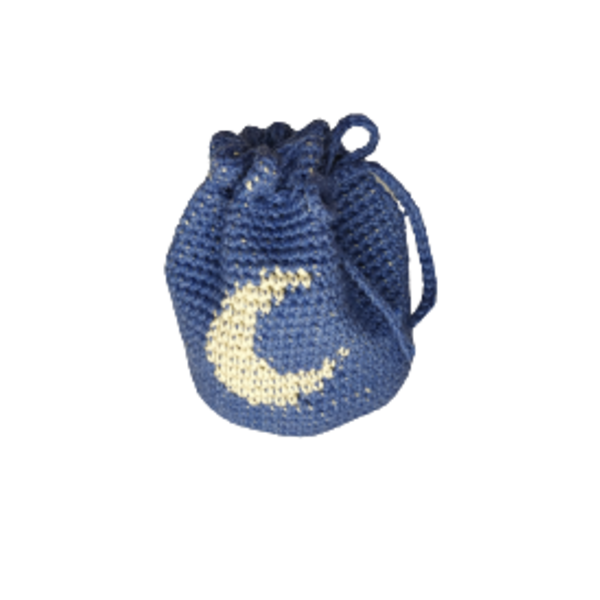 Πουγκί με σχέδιο φεγγάρι Μπλε - πουγκί, all day, χειρός, πλεκτές τσάντες, μικρές