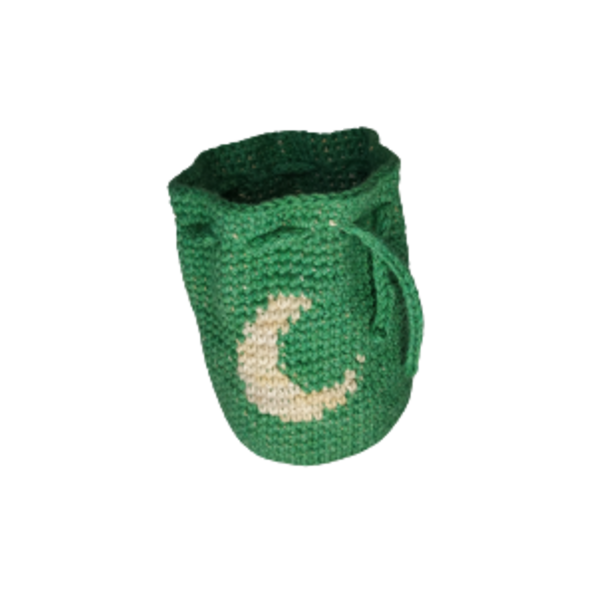 Πουγκί με σχέδιο φεγγάρι Πράσινο - πουγκί, all day, χειρός, πλεκτές τσάντες, μικρές - 2